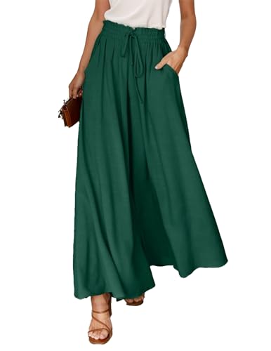 Wide Leg Pants for Women Summer Flowy Pants Elastic Waist with Pockets Palazzo Lounge Pants
