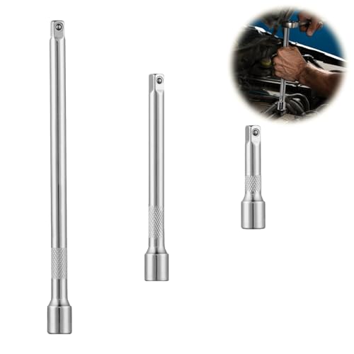 Hugwish rallonge cliquet 3/8, rallonge 3/8 75 mm, 150 mm, 200cm, acier au chrome vanadium