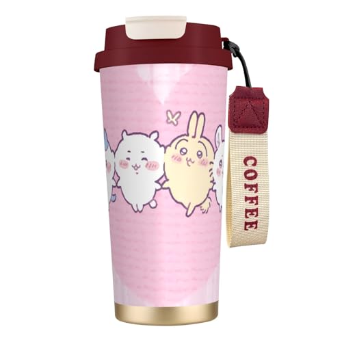 ステンレスカップ ちいかわ コーヒーカップ 車用タンブラー 保冷保温 真空断熱 500ml 蓋付き ストロー付き 大容量 水筒 マグボトル 車用コップ かわいい ギフト対応 誕生日プレゼント 持ち運び便利 男女兼用 家庭用 オフィス