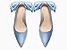 Coutgo Womens Slingback High Heels with Bow Closed Pointed Toe Wedding Bride Dress Shoes Satin Pumps, Blue, Size 8