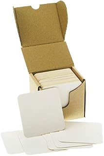 ZEZAZU 3.5" Square Heavyweight Blank White Paper Pulpboard Absorbent Coasters (Case of 50) for Drinks, DIY Craft Projects, Letterpress Paper and Mini Art Boards