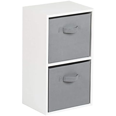 Laura James 2 3 4 Tier White Bookcase Cube Wooden Display Unit Shelving Storage Bookshelf Shelves (2 Tier, Grey) Cover