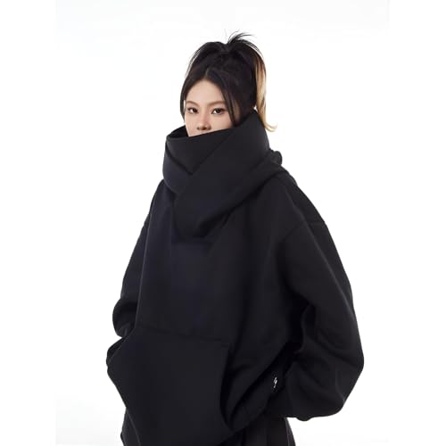 [koulaya] パーカー メンズ 秋服 冬服 裏起毛 ボリュームネック タートルネック トレーナー レディース フード付き 薄手/厚手 カップル スウェットカジュアル ストリート系 ゆったり おしゃれ 機能 プルオーバー 男女兼用 秋冬春