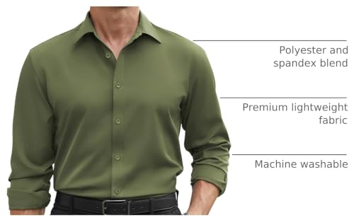 Image of COOFANDY Mens Stretch Dress Shirts Long Sleeve Button Down Shirt Regular Fit Formal Business Shirts