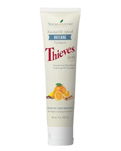 Young Living Thieves Whitening Toothpaste - Natural Oral Care for a Bright Smile - Fluoride-Free Formula - 4 oz Tube - Certified Ingredients for Fresh...
