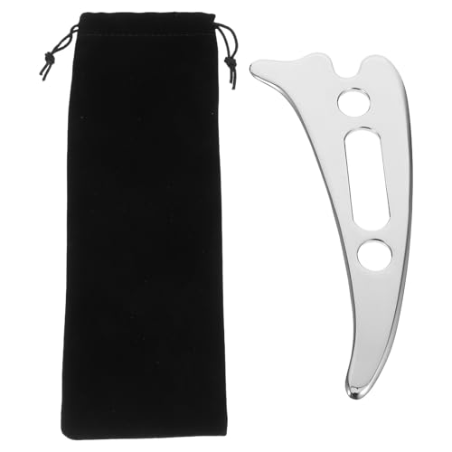 Gua Sha en acier inoxydable ergonomique avec pochette de rangement