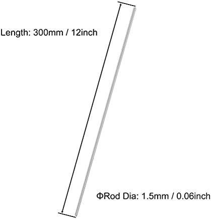 1.5mm x 300mm 304 Stainless Steel Round Rod, Metal Solid Shaft Rods Lathe Bar Stock for DIY Crafts Model Car Helicopter Airplane 10pcs