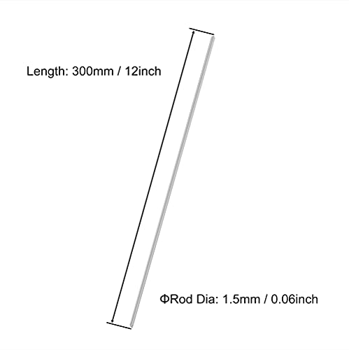VictorsHome 1.5mm x 300mm 304 Stainless Steel Round Rod, Metal Solid Shaft Rods Lathe Bar Stock for DIY Crafts Model Car Helicopter Airplane 10pcs