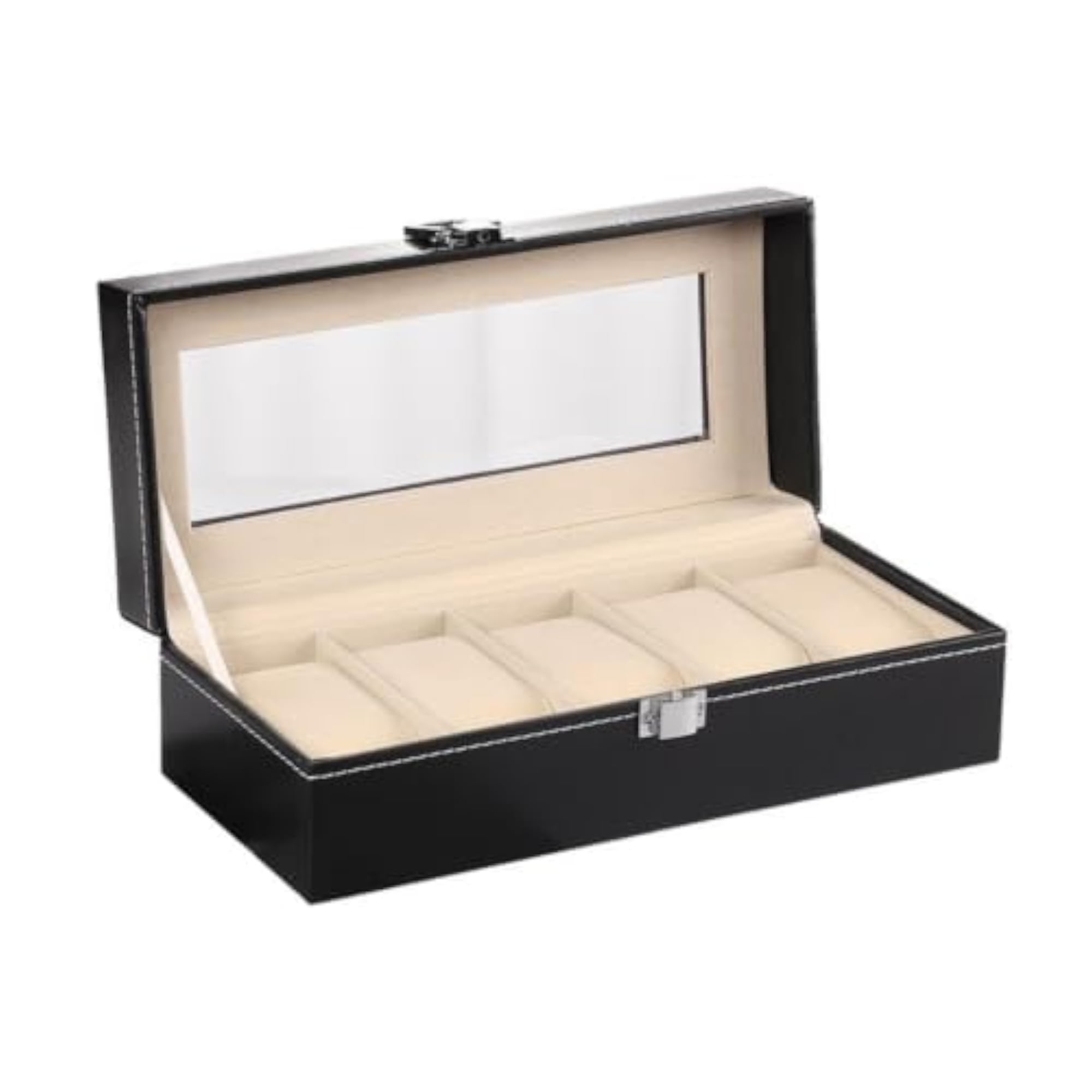 PU Leather Watch Display Box with Glass Lid