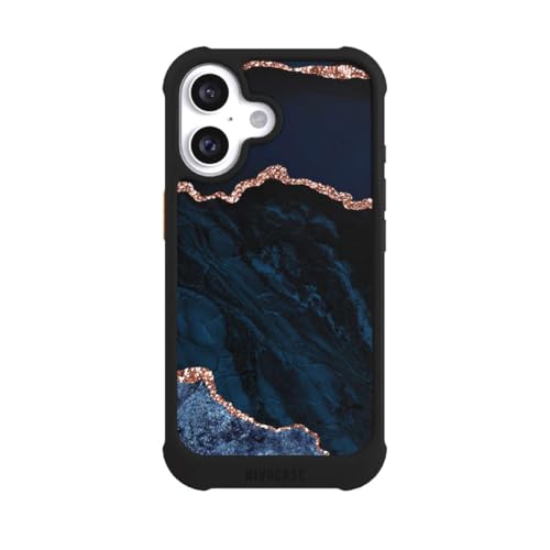 Coque iPhone 16 MagSafe look marbre noir paillettes pour style urbain