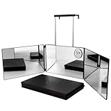 SELF FIND 3 Way Mirror for Hair Cutting, 360° Mirror for Haircuts for Men, Barber with Height Adjustable Telescoping Hooks for Makeup and Hair Styling