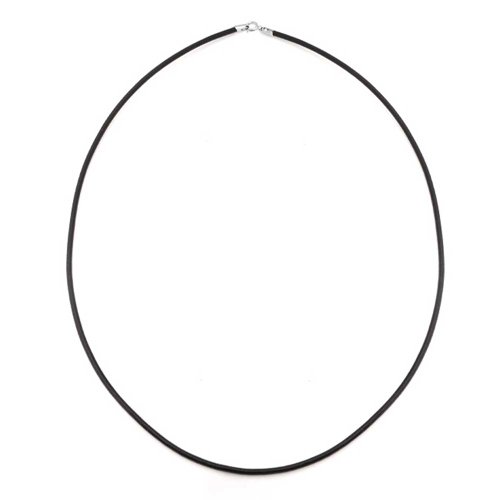 Bling Jewelry Black Rubber Necklace Pendant Cord For Women For Men Teen .925 Sterling Silver Clasp 24 Inch #TOP20