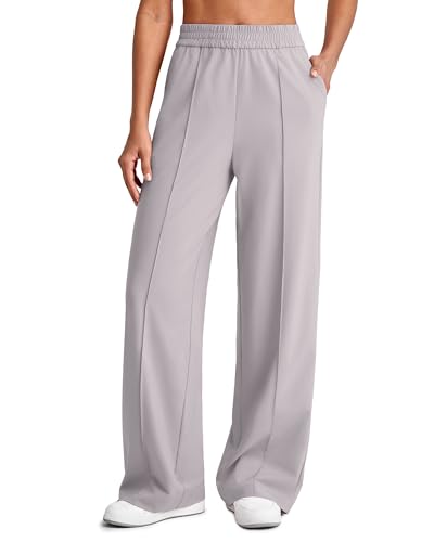 G4Free Lightweight Flowy Wide Leg Pants Woman Elastic Waist Front Seam Loose Casual Summer Trousers