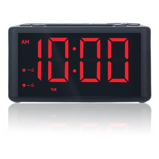 Digital Alarm Clock Radio with AM/FM Radio, Presets, Dual Alarms, Weekday / Weekend Alarm, Snooze, Sleep Timer, Dimmable Red LED Screen for Bedrooms, living rooms, kitchens, offices, etc (Red)