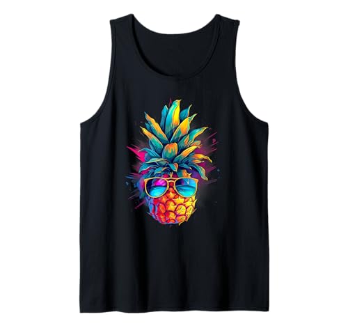 Ananas trägt Sonnenbrille und genießt den Party Urlaub Tank Top