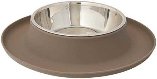 Messy Mutts Single Silicone Feeder with Stainless Bowl | Non-Skid Food Dishes for Dogs for All Pets | Dog Food Bowls | Medium, 1.5 Cups | Grey