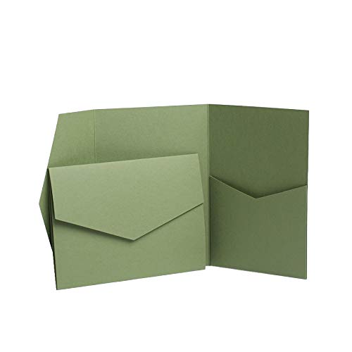 Verde oliva opaco Pocketfold inviti 130 mmx185 mm