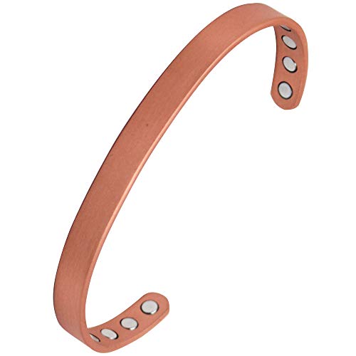 Copper Bracelet for Men and Women 99.9% Pure Copper Bangle 6.5" Adjustable for Arthritis with 8 Magnets for Effective Joint Pain Relief, Arthritis, RSI, Carpal Tunnel (Plain Design, One Bracelet)