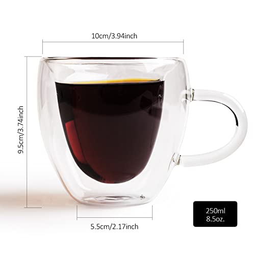 Juego de 2 tazas de vidrio con doble pared en forma de corazón miniatura 2