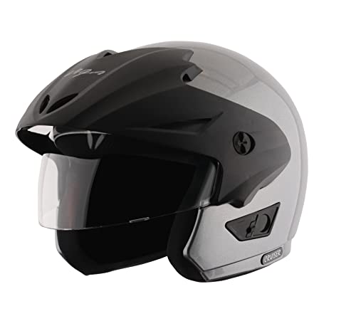 Vega Cruiser ISI Certified Lightweight & Compact with Peak Open Face Helmet for Men and Women with Clear Visor(Anthracite, Size:M)