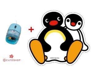 Pingu Optical Usb Mouse + Mouse Pad Gift Rare Blue New