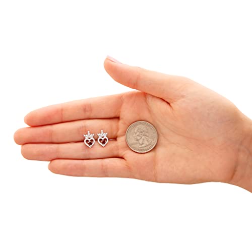 Disney Princess Tiara Sterling Silver Cubic Zirconia Birthstone Stud Earrings, January #TOP4