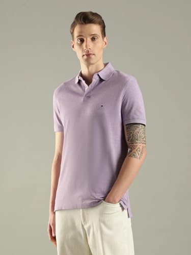 Image of Tommy Hilfiger Solid Regular fit Cotton Polo t-Shirt