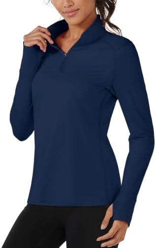 TACVASEN Fleecepullover Damen Half Zip Langarmshirts Sport Skipullover | Skieolli Damen,Warm,Thermoshirt,Atmungsaktiv,Rollkragen,Running,Stehkragen,Leicht,Warme,Midlayer,Half Zip,R