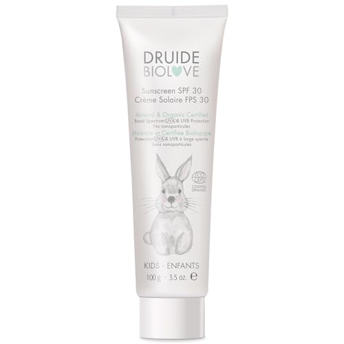 Sunscreen SPF30 For Baby Kid-Safe,Reef-Friendly Organic Sunscreen Care, Zinc Formula, Made in Canada Natural Paraben-Free,Travel Size – 100 g (3.5 oz Coconut, Vanilla by Laboratoires Druide