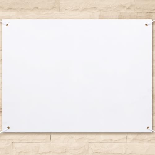 Image of Zonon Large Blank Banners And Signs Polyester Oxford Cloth Sublimation Banner To Decorate With Hanging Rope For Indoor Wall Outdoor Easy Hang Diy Signs For Business Office(White,4 x 3 Feet)