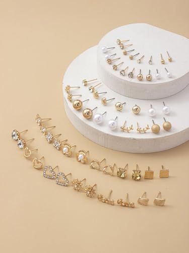 Image of Shining Diva Fashion 30 Pairs Earrings Combo Set Stylish Crystal Pearl Earrings for Women and Girls