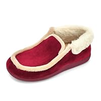 JOMIX Womens Winter Classic Personality Slippers Snowflake Pattern Slippers Warm Fluffy Boots For Home Indoor And Outdoor MD2431,Red 8 UK
