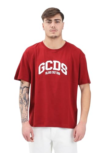 T-shirt Bordeaux GCDS à col rond idéal pour vos sorties urbaines et soirées décontractées