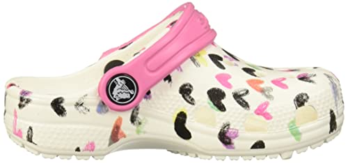 Sandália Crocs Classic Heart Print Clog Kids criança-unissex, White, 26