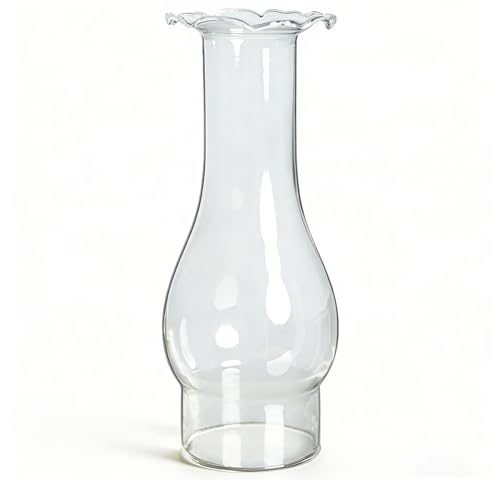 SYOENK Oil Lamp Chimney Replacement 3 inch Base Ã— 9 inch Height Clear Glass Crimped Top Chimney for Old Kerosene Lamps and Size #2 Burners