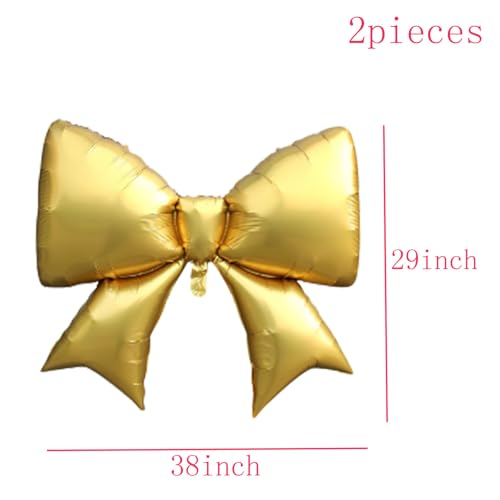 Image of 36 Inches Bow Foil Balloon Huge Bowtie Gold Balloon for Baby Shower, Wedding, Kids Theme Party Decoration (Gold 1)