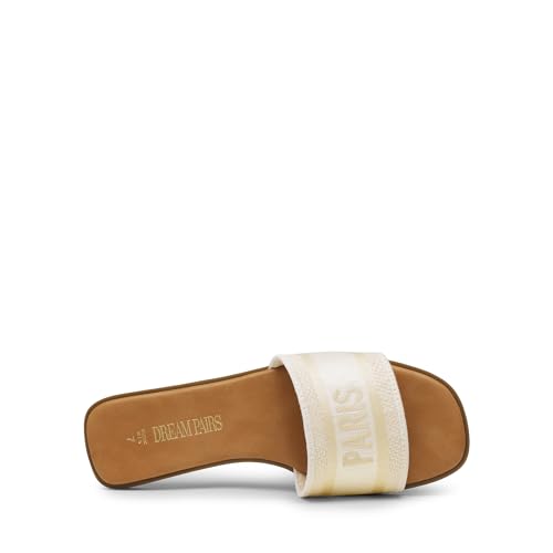 Image of DREAM PAIRS Women's Flat Sandals Slip On Slides Sandals Square Open Toe Jacquard Braided Fashion Slides Casual Beach Slippers for Summer