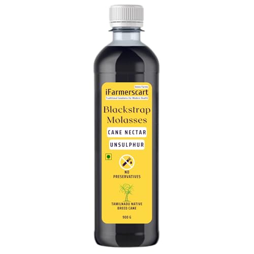 iFarmerscart Blackstrap Molasses – 900 G | Unsulphured | Rich in Iron, Calcium & Magnesium | Preservative-Free | Vegan | Gluten-Free | Unprocessed Cane Nectar | From Banks of River Kavery