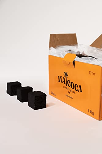 Macoca 1Kg Deluxe Grill Kohle 27mm groß aus Kokos 54 Stück Coco Briketts kaufen extra Lange Brenndauer für Grill und BBQ… – Bild 6