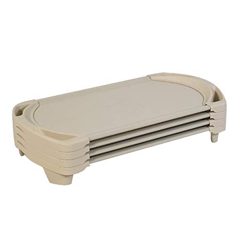 Angeles Preschool Daycare Stackable SpaceLine Toddler Rest Cot - 4 Pack, Sand