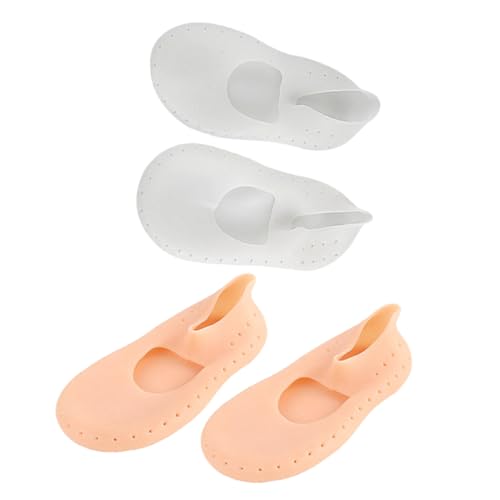 TOVINANNA 2Pair Moisturizing Silicone Foot Care Socks Slip Gel Socks for Dry Cracked Feet Breathable Sebs Material Skin Tone for