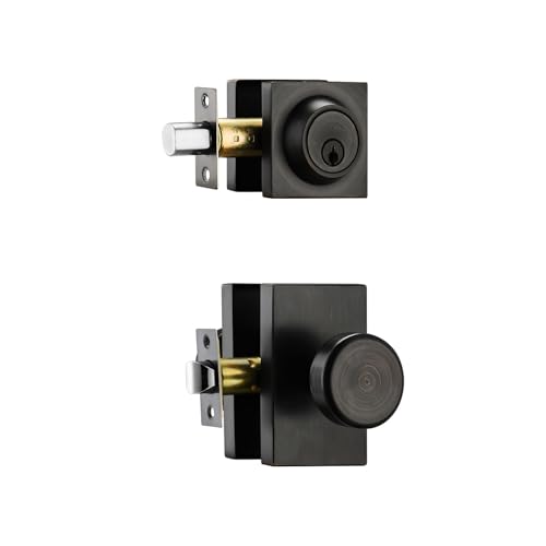 Starpy Pomelli Per Porte Nere In Bronzo Invecchiato Per Interni,Manopola Esterna Con Serratura A Catenaccio,Manopola Per Porta Resistente Con Serratura