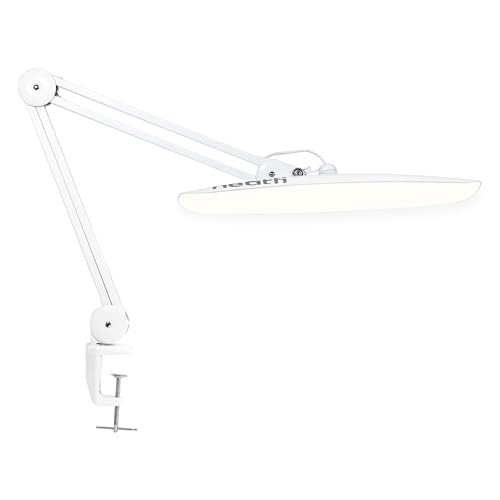 Neatfi XL 2200 Lumens 20W LED Desk Lamp with Clamp - Adjustable Color Temperature | 4-Level Dimmable Light | Home Office, Crafts & Workbench | 20-Inch Wide Head (CCT, White)