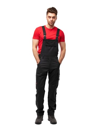 strongAnt Latzhose Herren Stretch Arbeitshose Arbeitslatzhose mit Kniepolstertaschen - Größe: 48,...