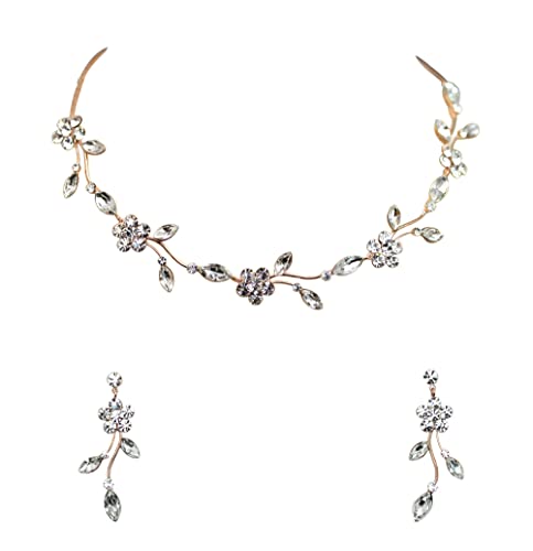 Image of Faship Gorgeous Rhinestone Crystal Floral Necklace Earrings Set