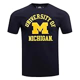 Pro Standard Mens University of Michigan Classic Chenille Short Sleeve Tee Midnight Navy 3XL
