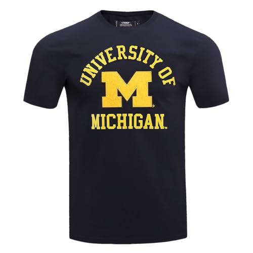 Pro Standard Mens University of Michigan Classic Chenille Short Sleeve Tee Midnight Navy L