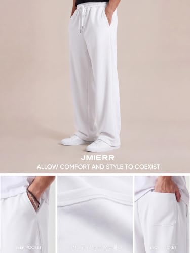 Image of JMIERR Men's Casual Baggy Pants Lightweight Wide Leg Lounge Travel Pants Streetwear with Pockets