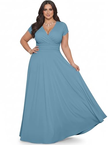 Image of KOH KOH Womens Sexy Cap Short Sleeve V-Neck Flowy Cocktail Gown