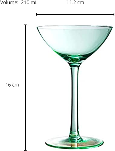 Colored Coupe Glasses Set Of 6 | 12 Oz Classic Cocktail Glassware For Champagne, Martini, Manhattan, Cosmopolitan, Sidecar, Crystal Speakeasy Style Goblets Stems, Elegantly Vintage Color #TOP5